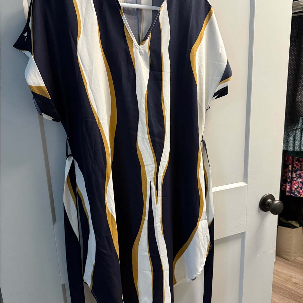 Navy and Gold Striped Dress